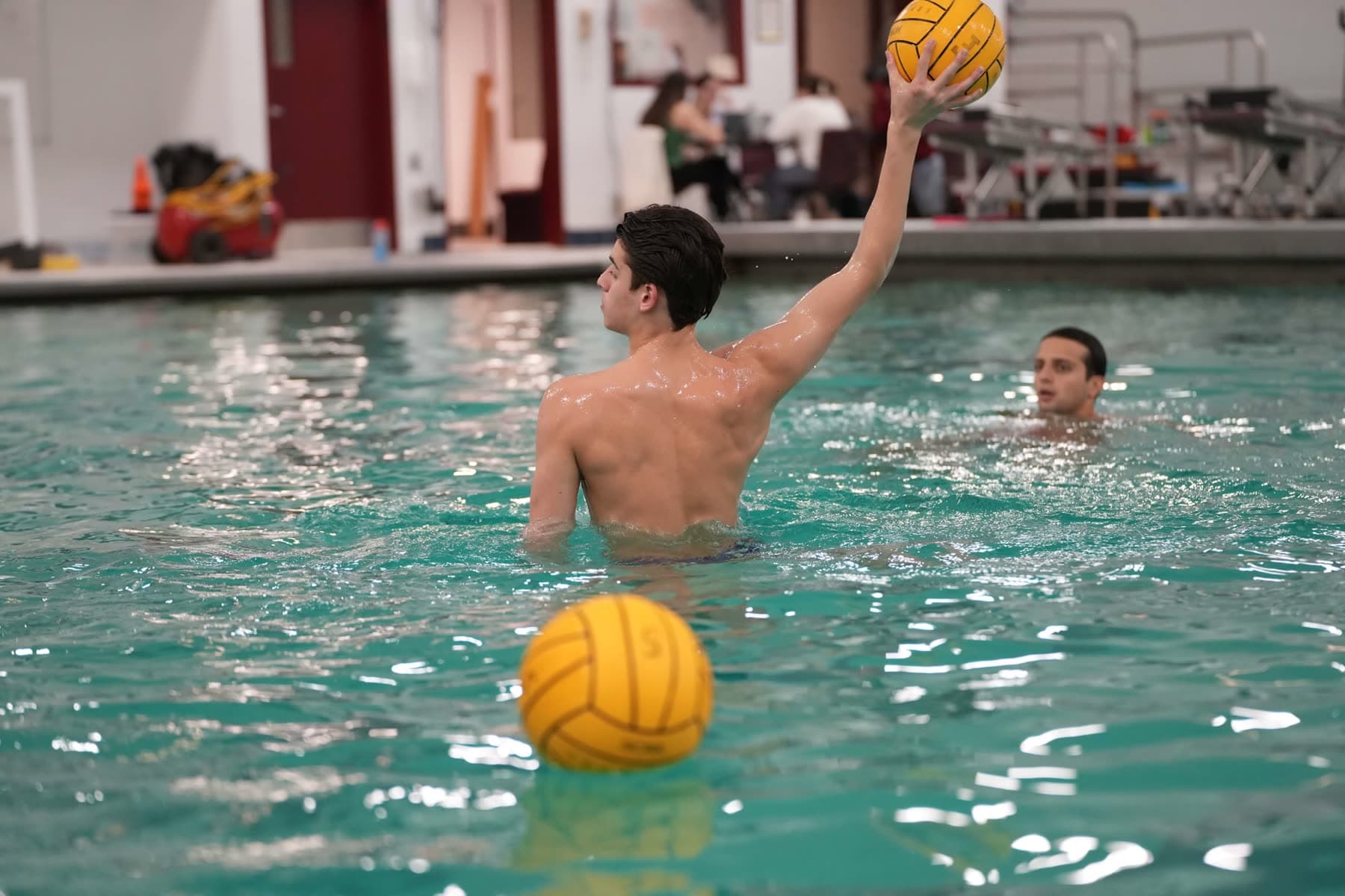 Water polo athlete training in the pool